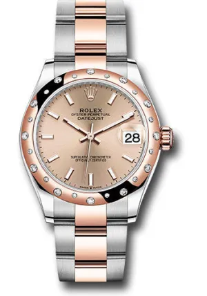 Rolex Steel and Everose Gold Datejust 31 Watch - 24 Diamond Bezel - RosŽ Roman Dial - Oyster Bracelet 278341RBR roio