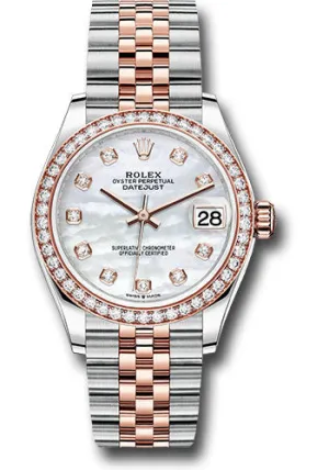 Rolex Steel and Everose Gold Datejust 31 Watch - 46 Diamond Bezel - Mother-of-Pearl Diamond Dial - Jubilee Bracelet - 278381RBR mdj