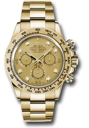 Rolex Yellow Gold Cosmograph Daytona 40 Watch - Champagne Diamond Dial - 116508 chd