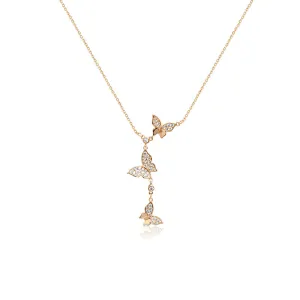 Rosegold Butterfly Cubic Zirconia  Necklace