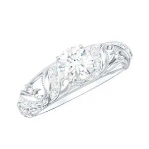 Round Moissanite Vintage Inspired Engagement Ring