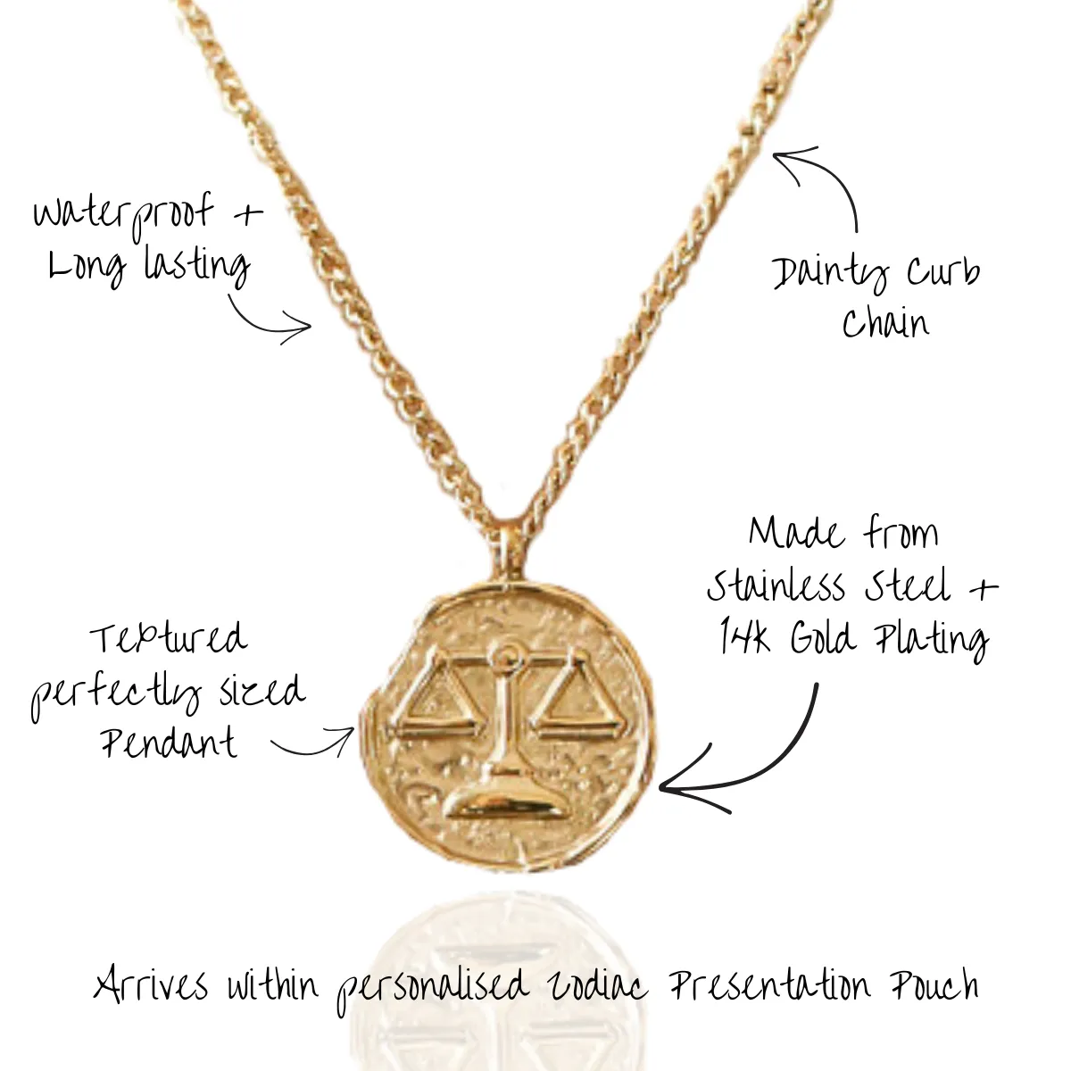 Sagittarius Zodiac Gold Pendant Necklace