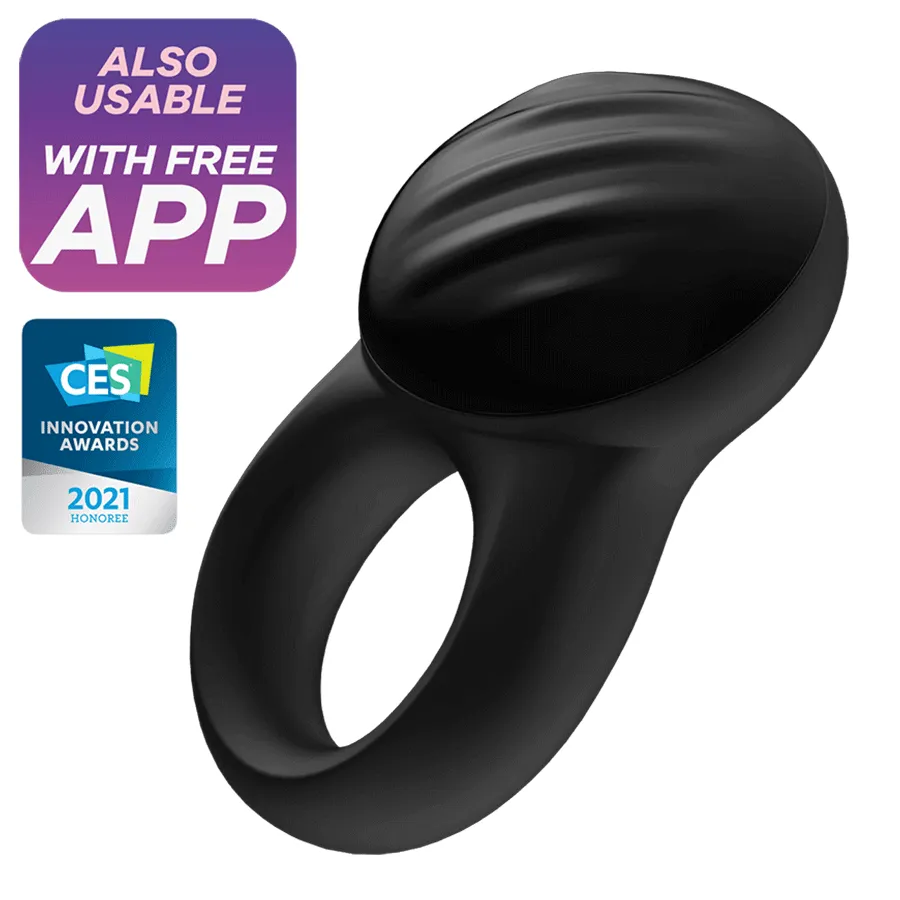 Satisfyer Signet Black Silicone Vibrating Cock Ring with App Control