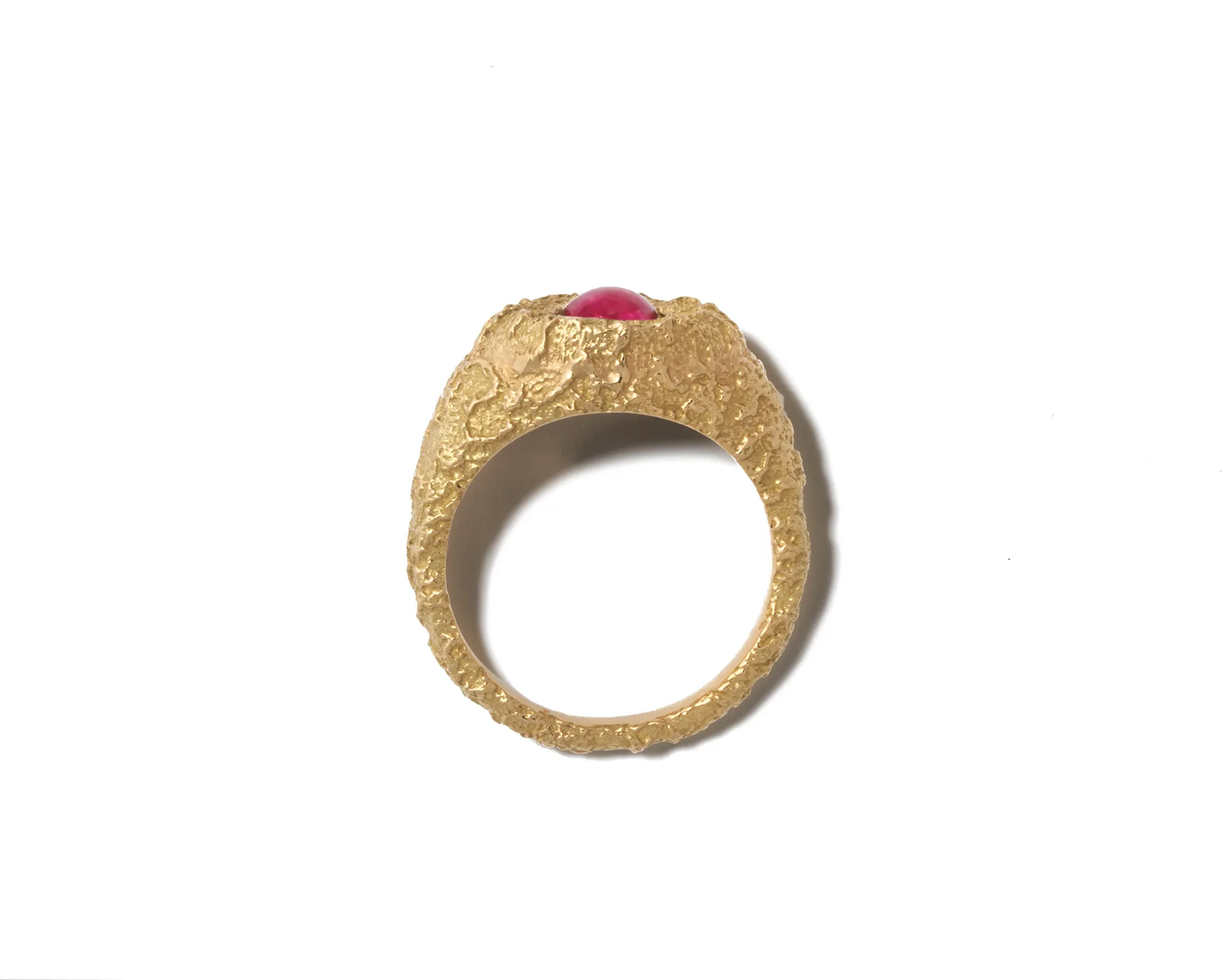 Self Involved Signet Ring, Gritty with Red Greenland Ruby