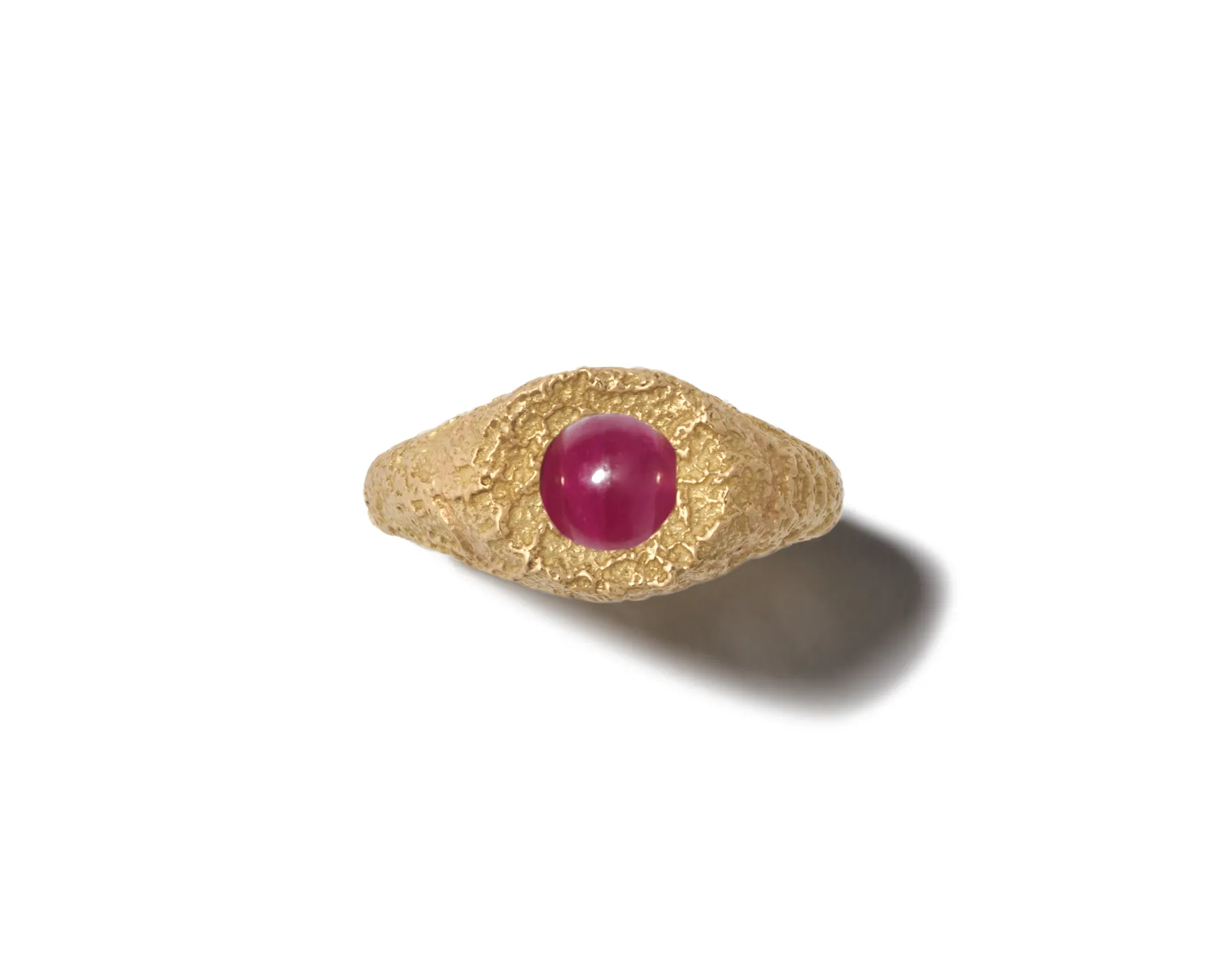 Self Involved Signet Ring, Gritty with Red Greenland Ruby