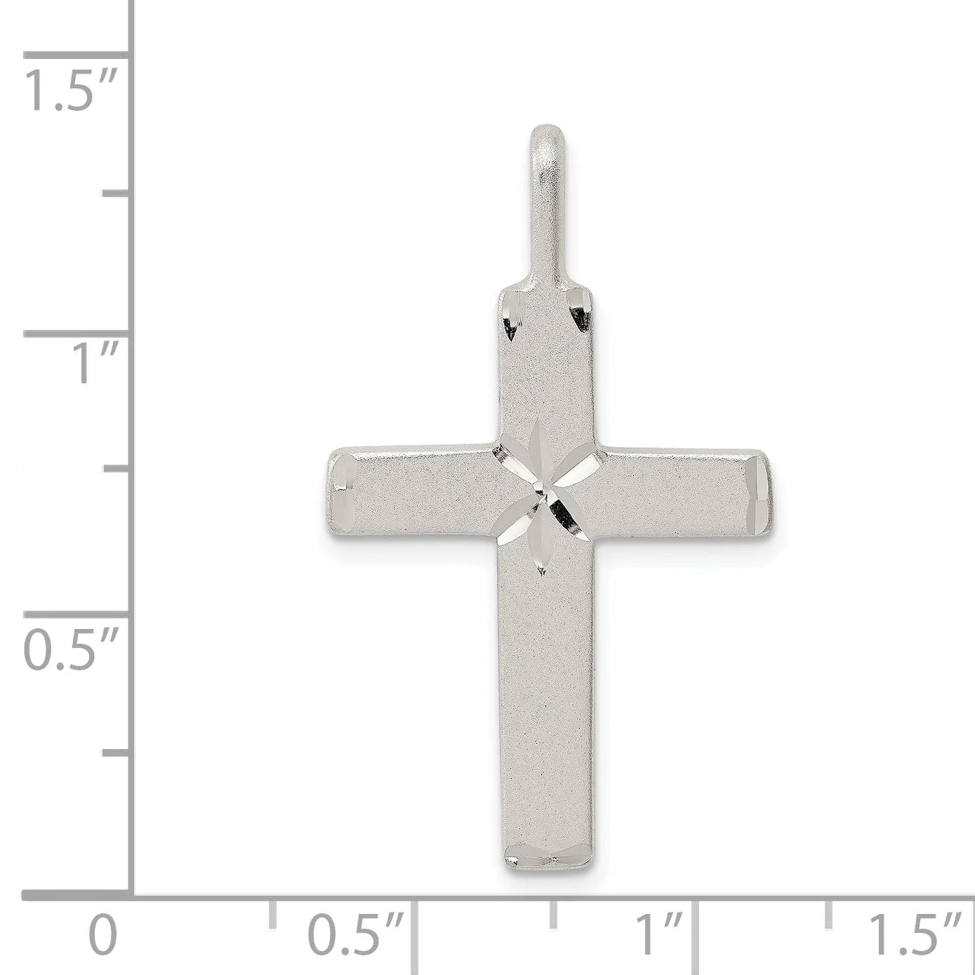 Silver Polished Satin D.C Latin Cross Pendant