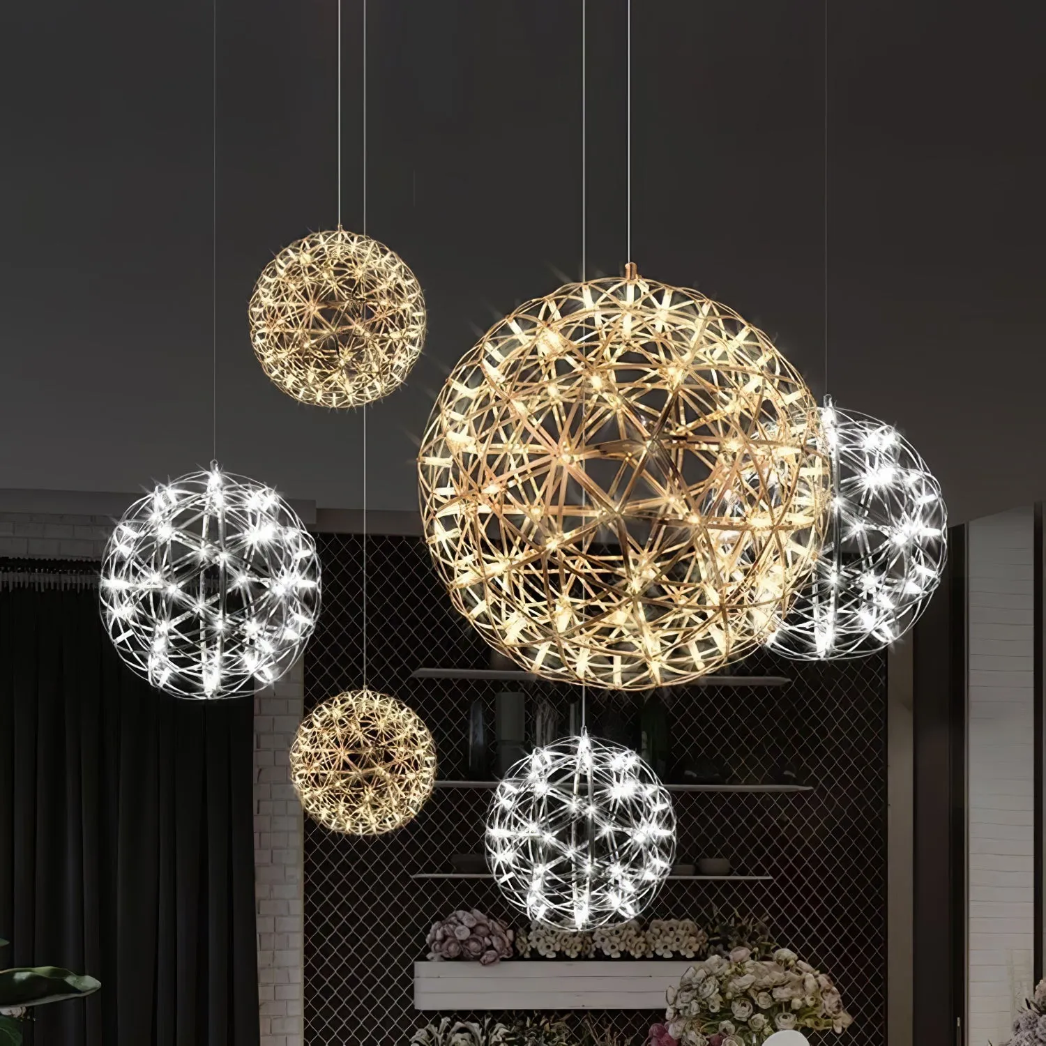 Silver Spark Ball Pendant Light