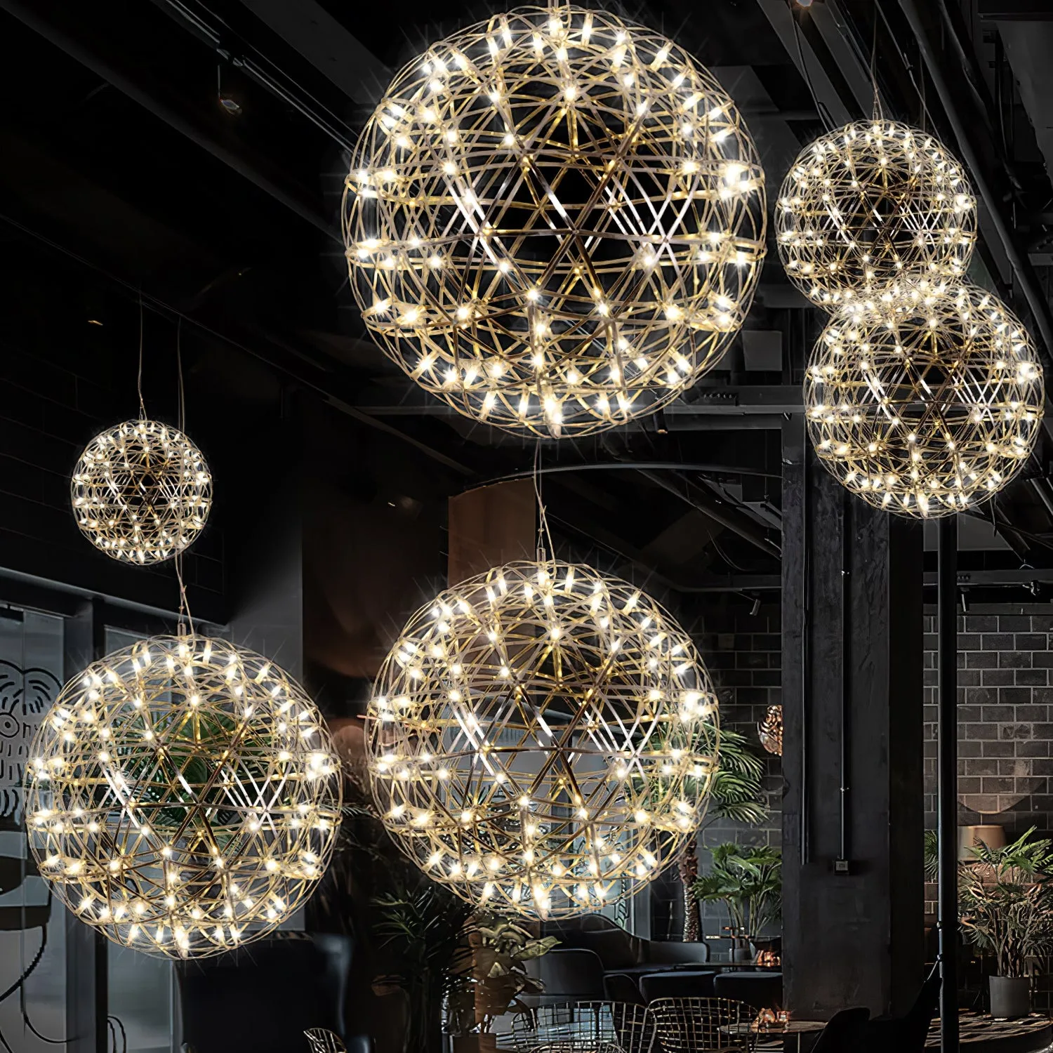 Silver Spark Ball Pendant Light