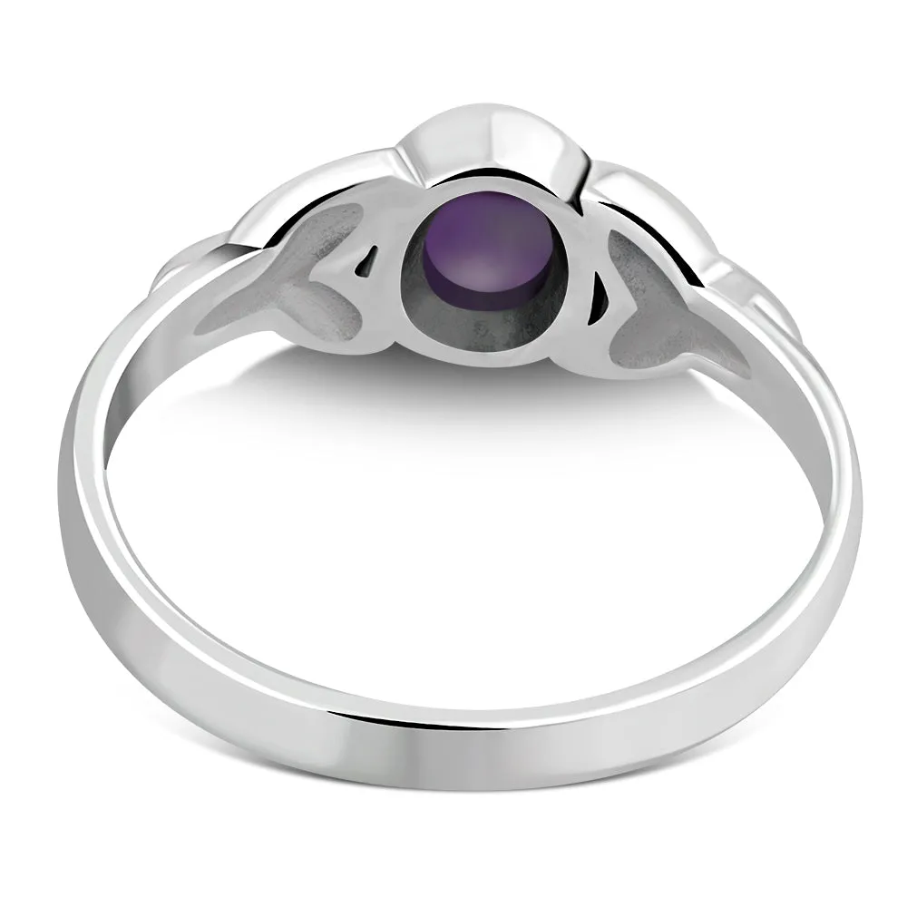 Silver Trinity Ring set w/ Amethyst Stone