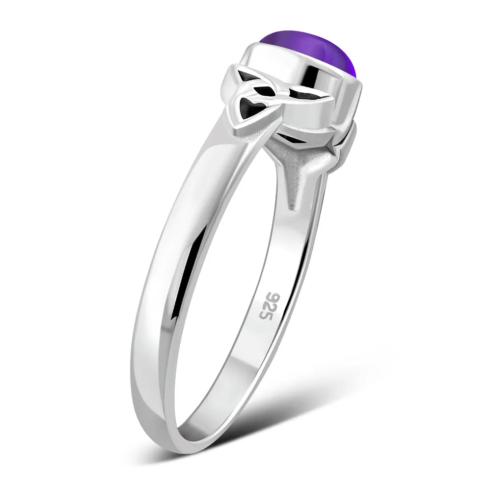 Silver Trinity Ring set w/ Amethyst Stone