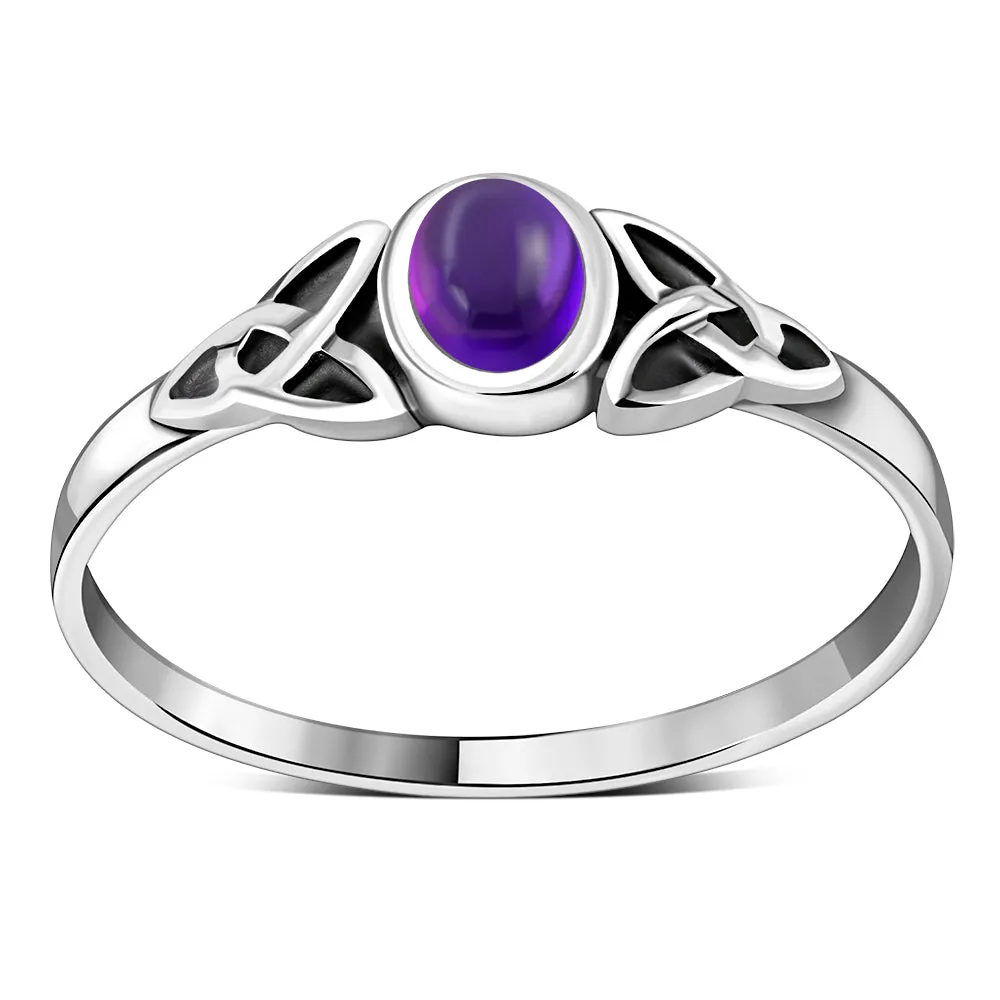 Silver Trinity Ring set w/ Amethyst Stone