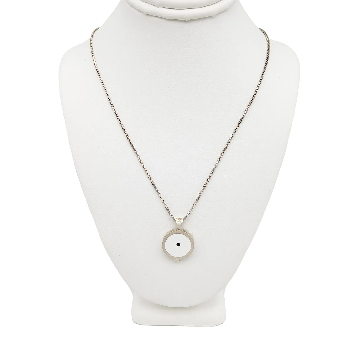 Silver White Circle Necklace