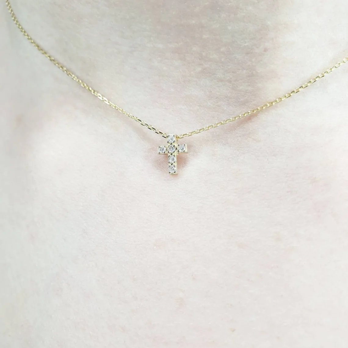 Small Diamond Cross Necklace