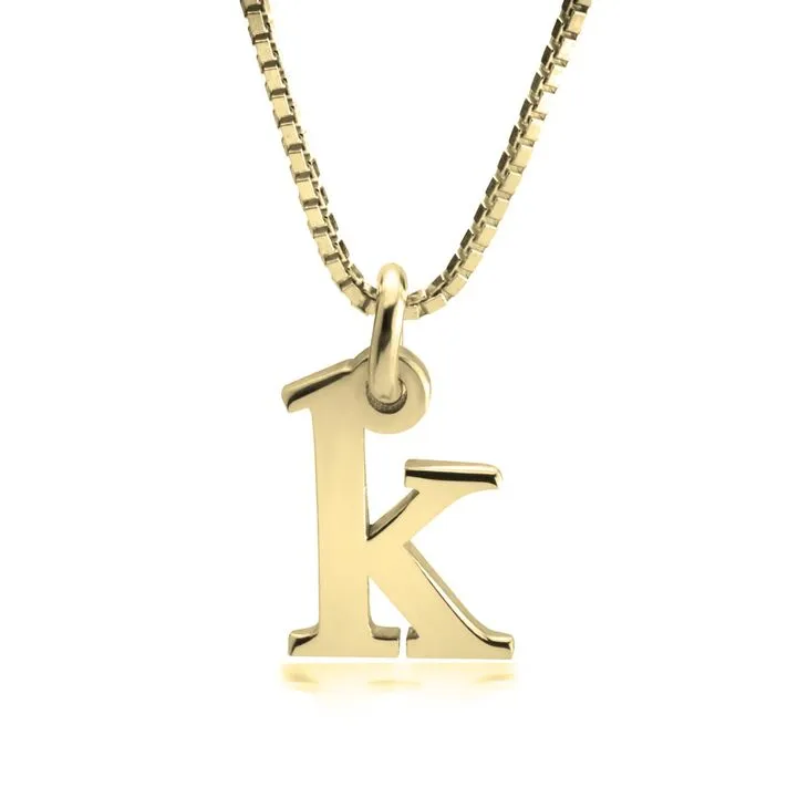 Small Initial Necklace - 14k Gold and White Gold