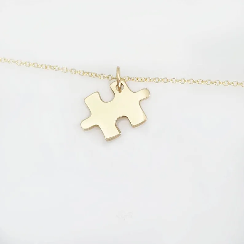 Solid Gold Tiny Puzzle Necklace