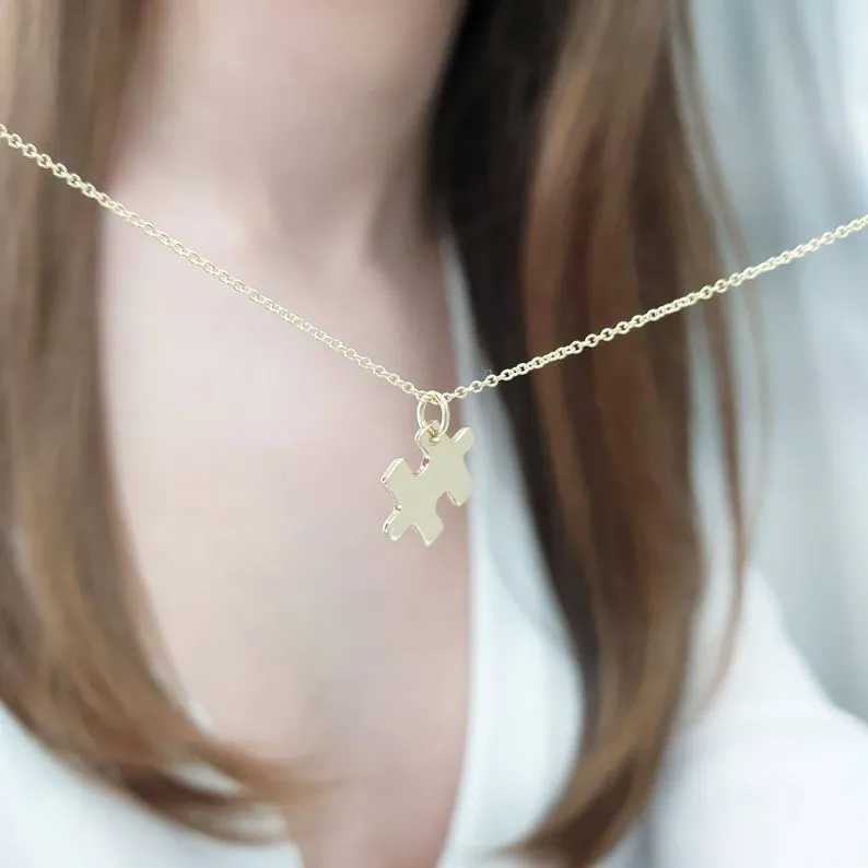 Solid Gold Tiny Puzzle Necklace