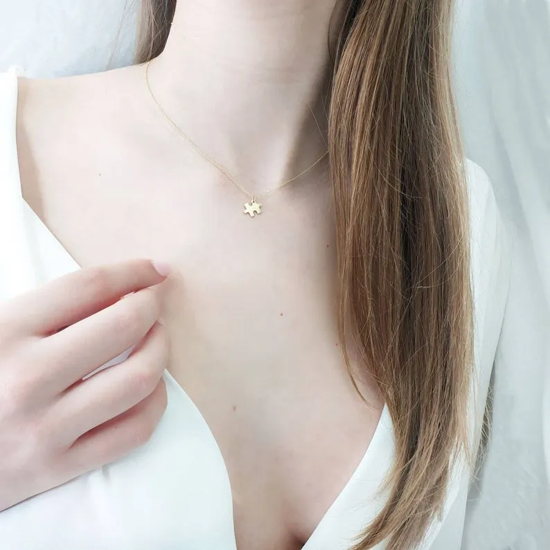 Solid Gold Tiny Puzzle Necklace