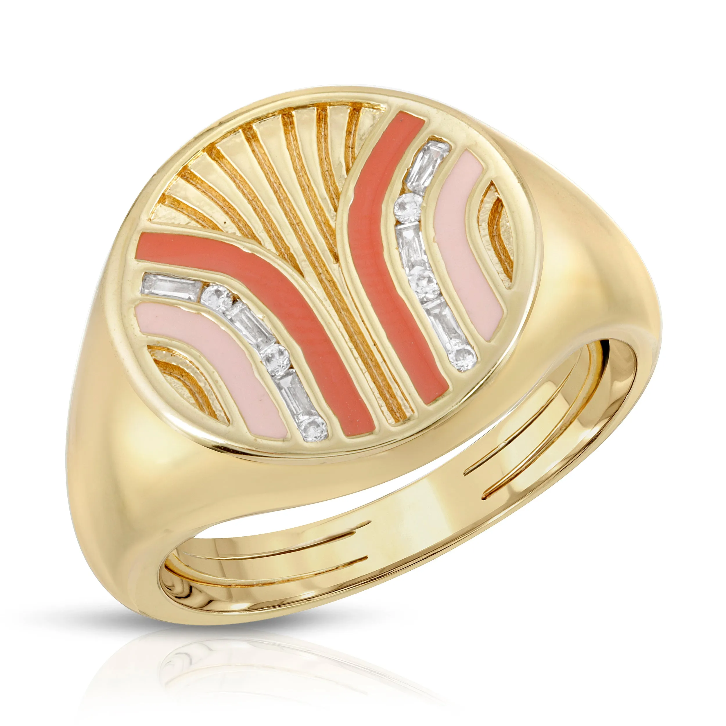 South Beach Signet Ring- Coral/Cinnamon