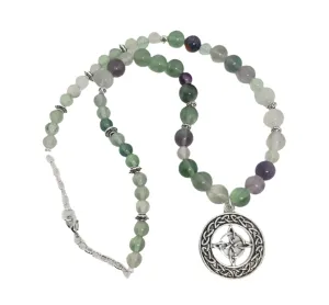 Steel Witch Knot Charm Necklace with Fluorite Crystal