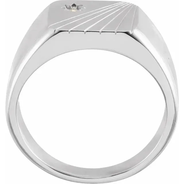 Sterling Silver .02 CTW Natural Diamond Celestial Signet Ring