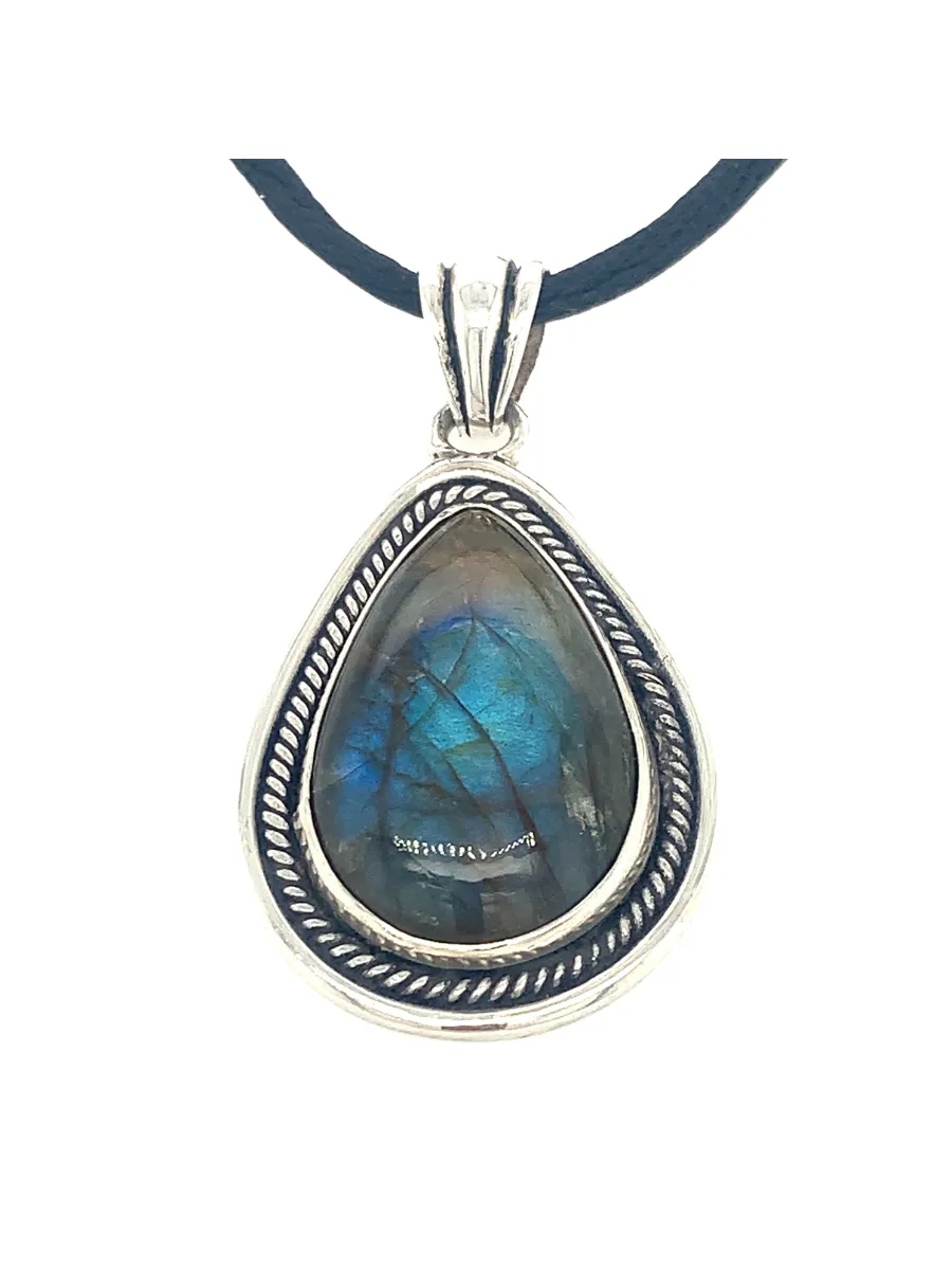 Sterling Silver & Labradorite Teardrop Pendant