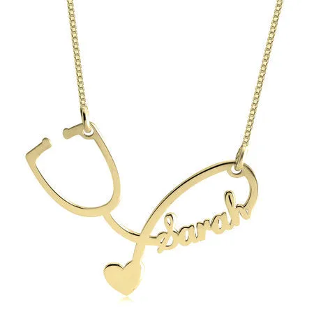 Stethoscope Necklace 14k Gold