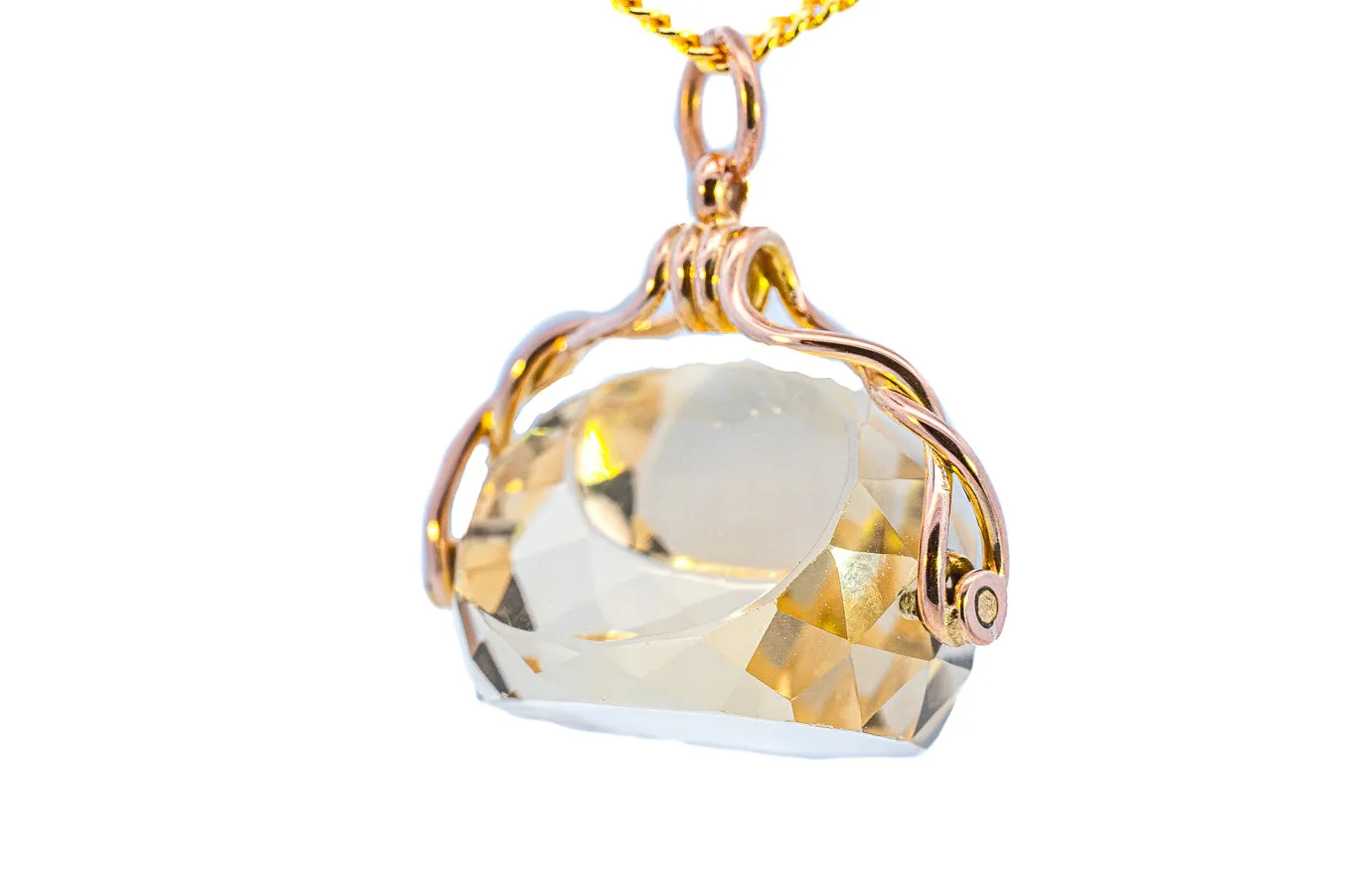 Stunning 9ct Rose Gold Citrine Spinner Pendant