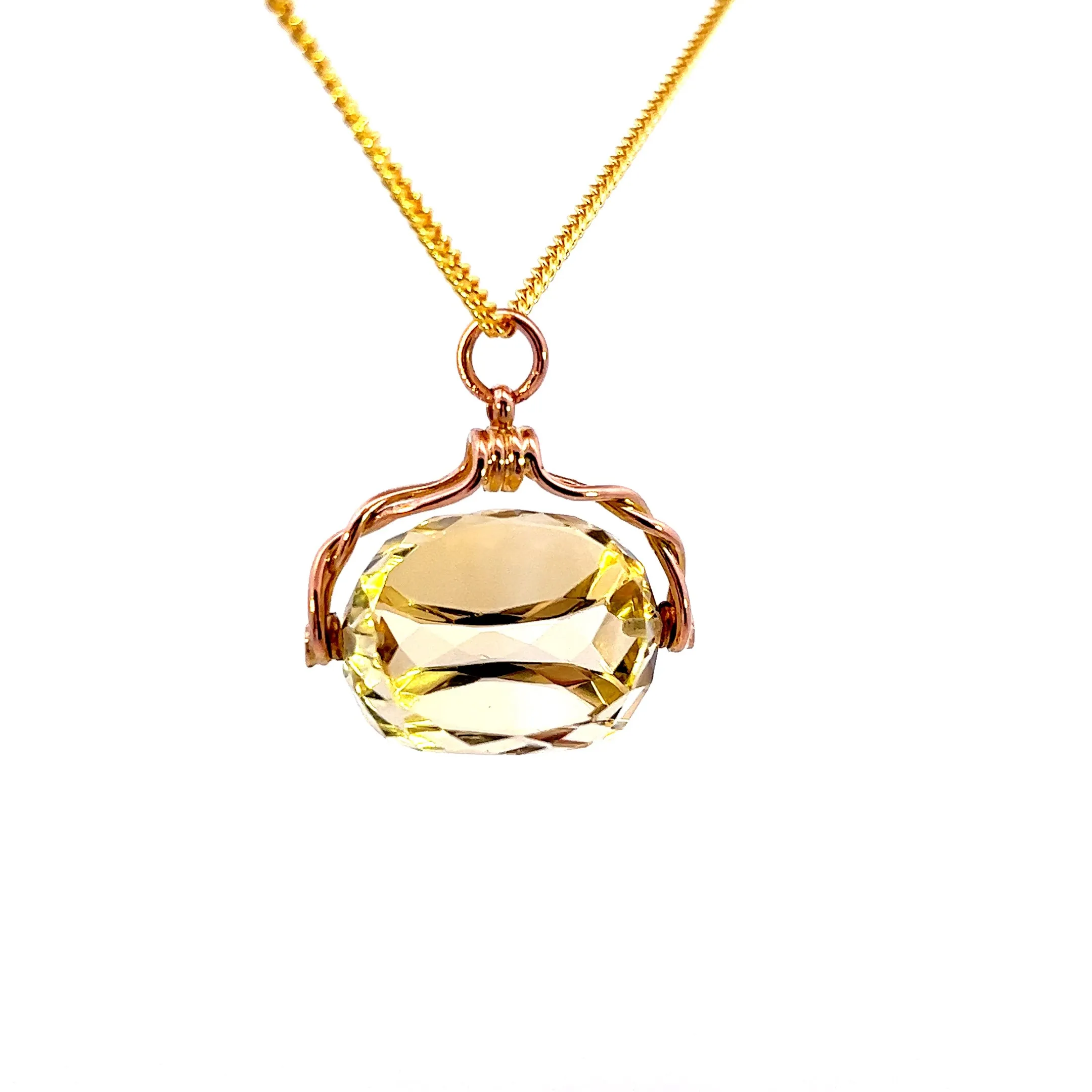 Stunning 9ct Rose Gold Citrine Spinner Pendant