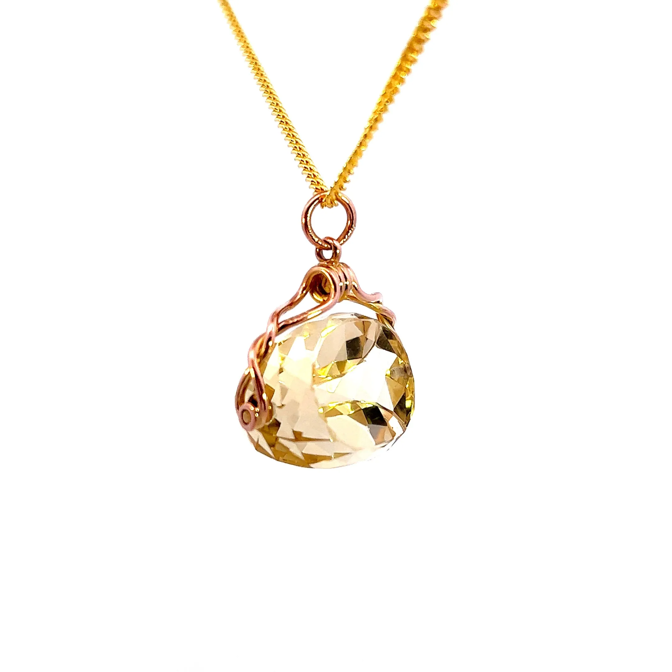 Stunning 9ct Rose Gold Citrine Spinner Pendant