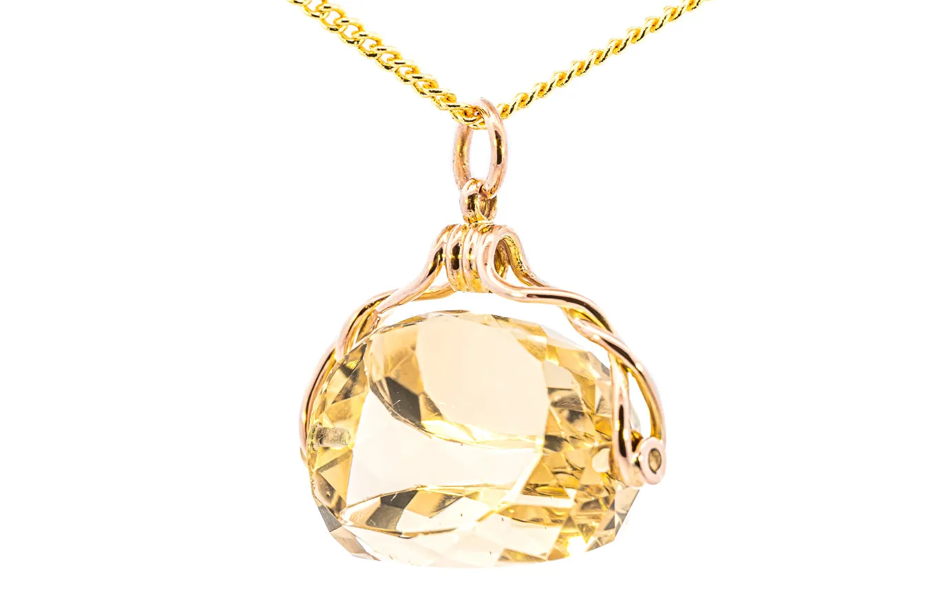 Stunning 9ct Rose Gold Citrine Spinner Pendant