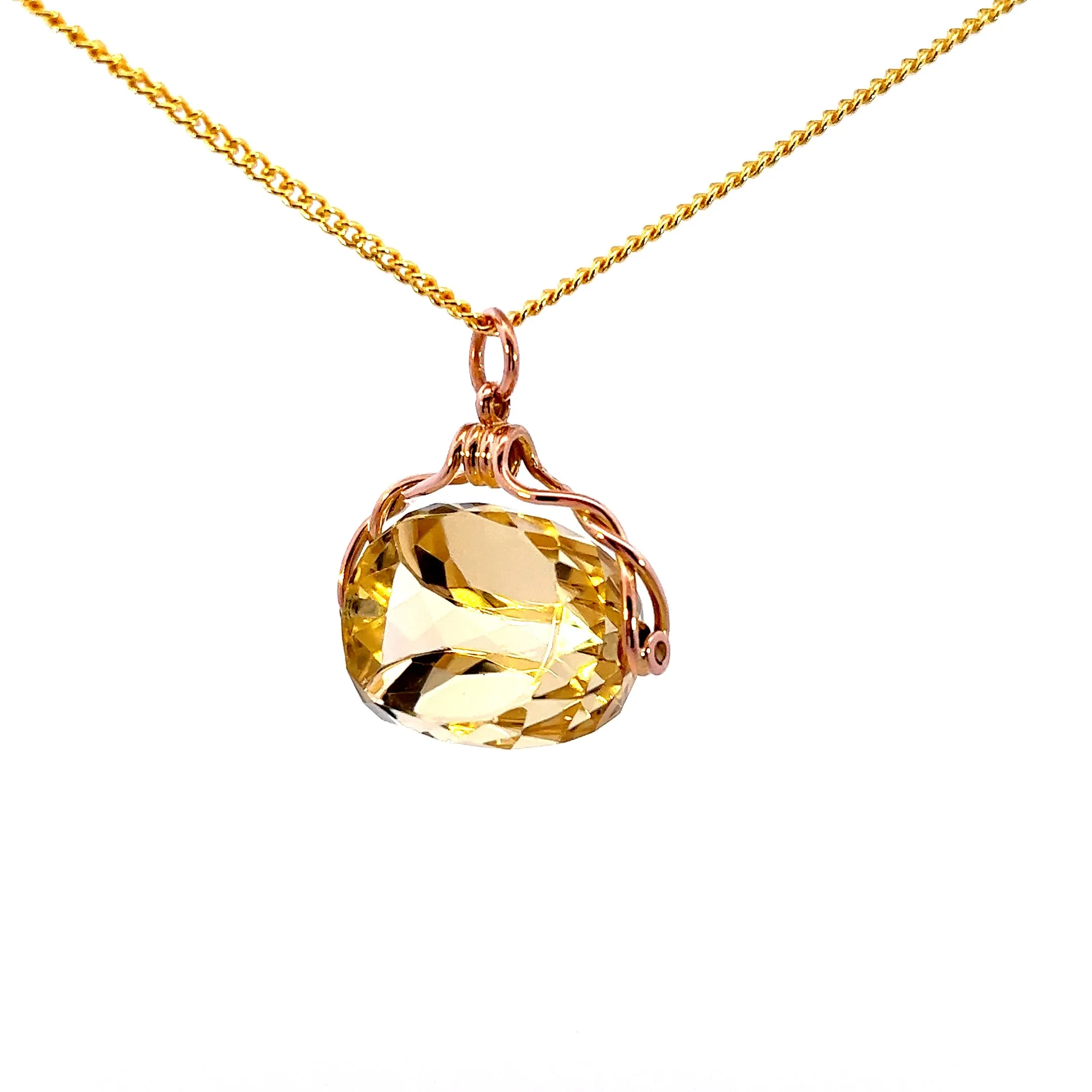 Stunning 9ct Rose Gold Citrine Spinner Pendant