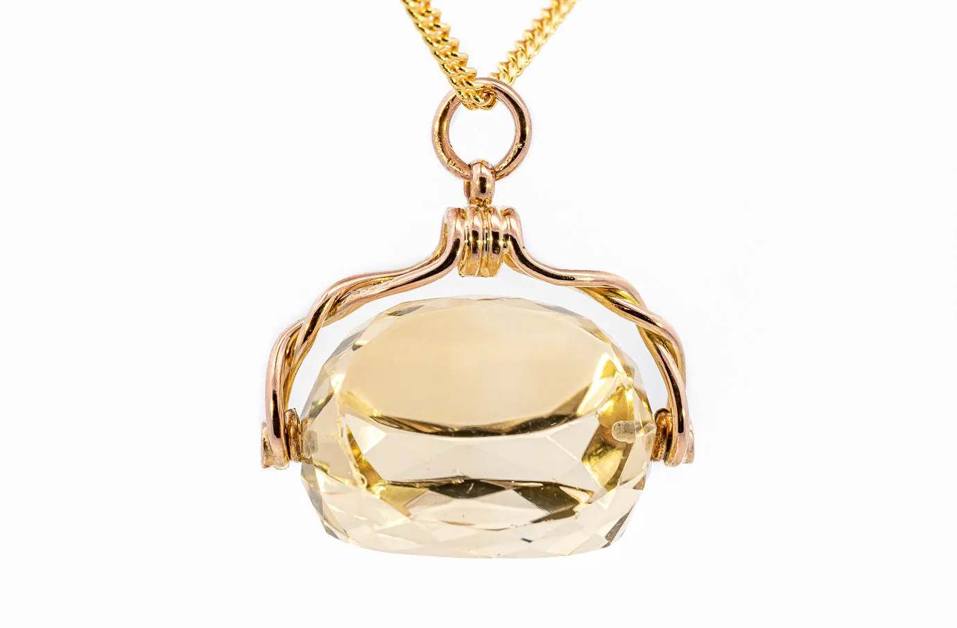 Stunning 9ct Rose Gold Citrine Spinner Pendant