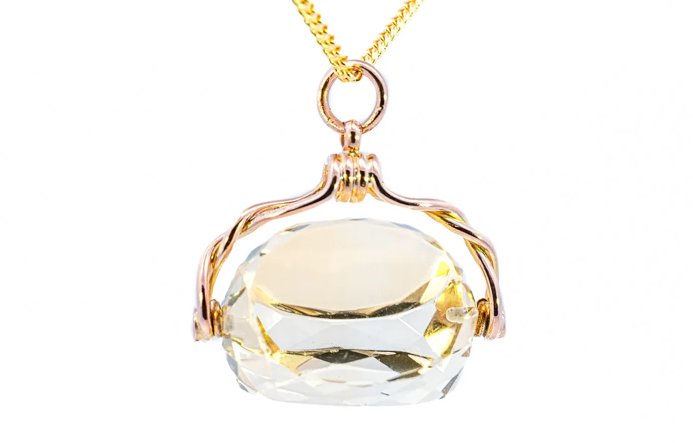 Stunning 9ct Rose Gold Citrine Spinner Pendant