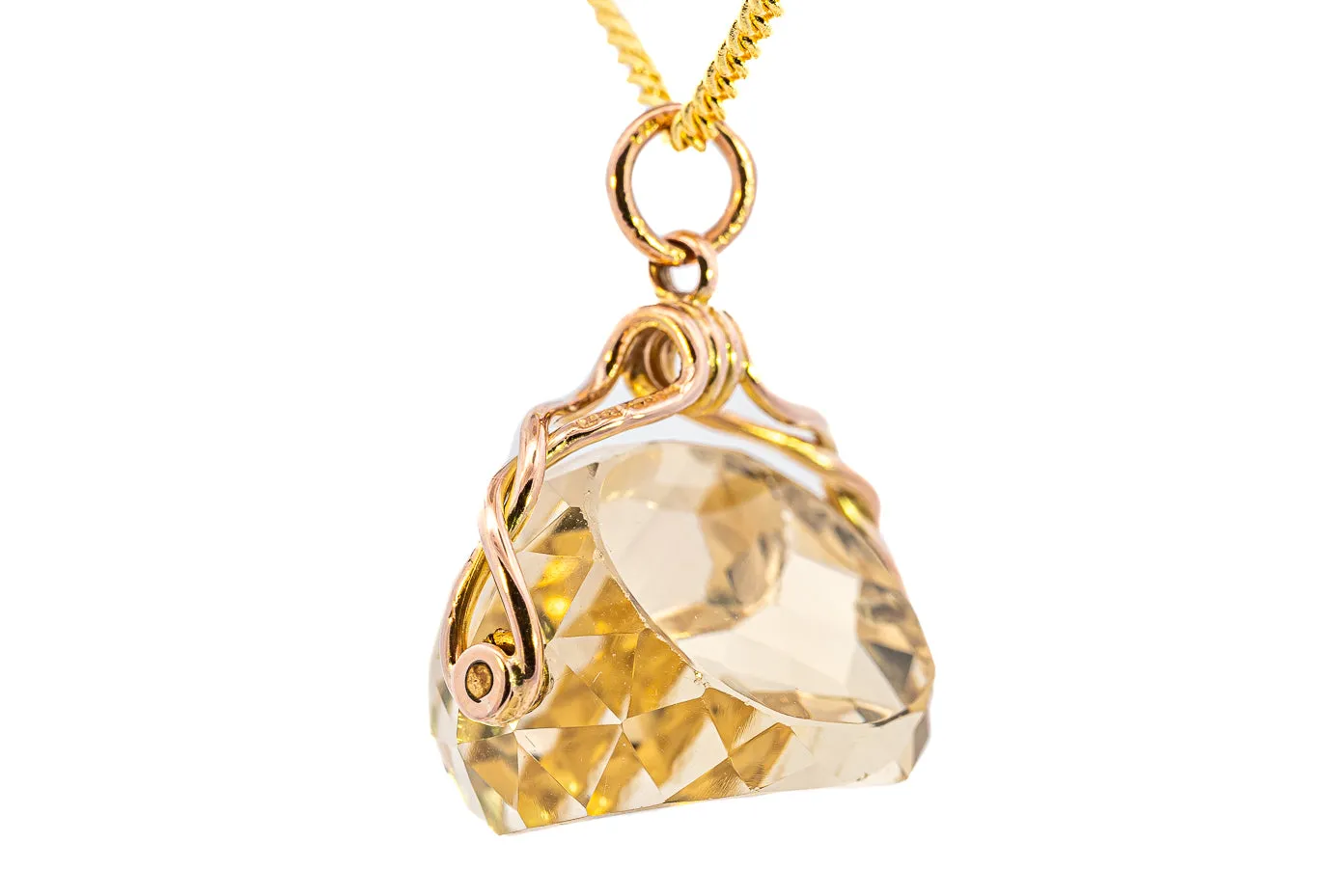 Stunning 9ct Rose Gold Citrine Spinner Pendant