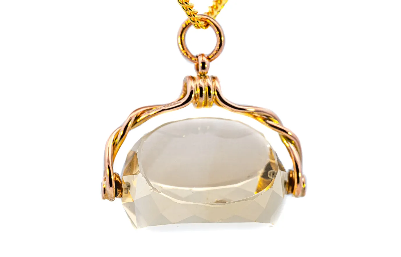 Stunning 9ct Rose Gold Citrine Spinner Pendant