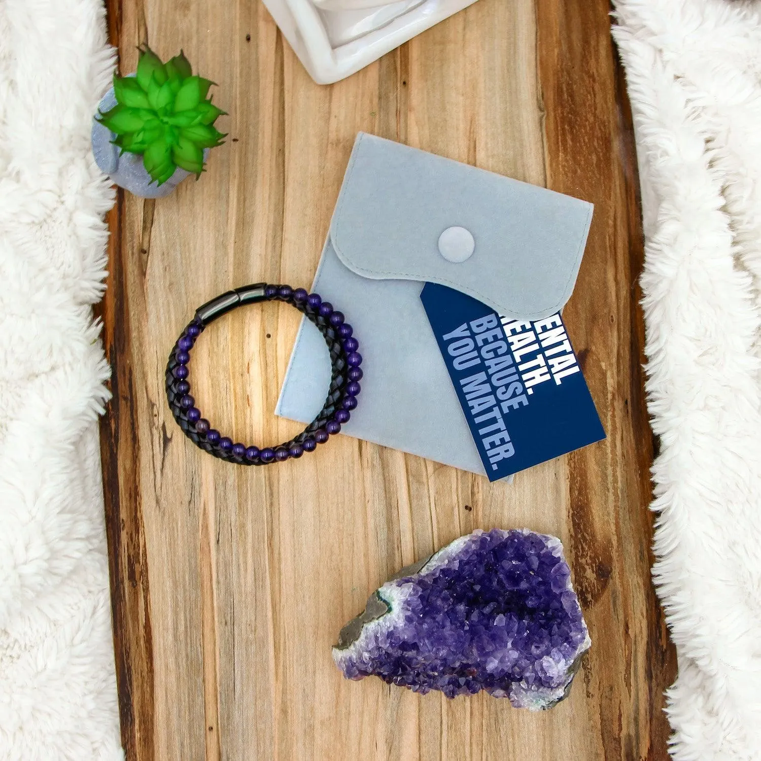 Super Soothing Amethyst Leather Bracelet