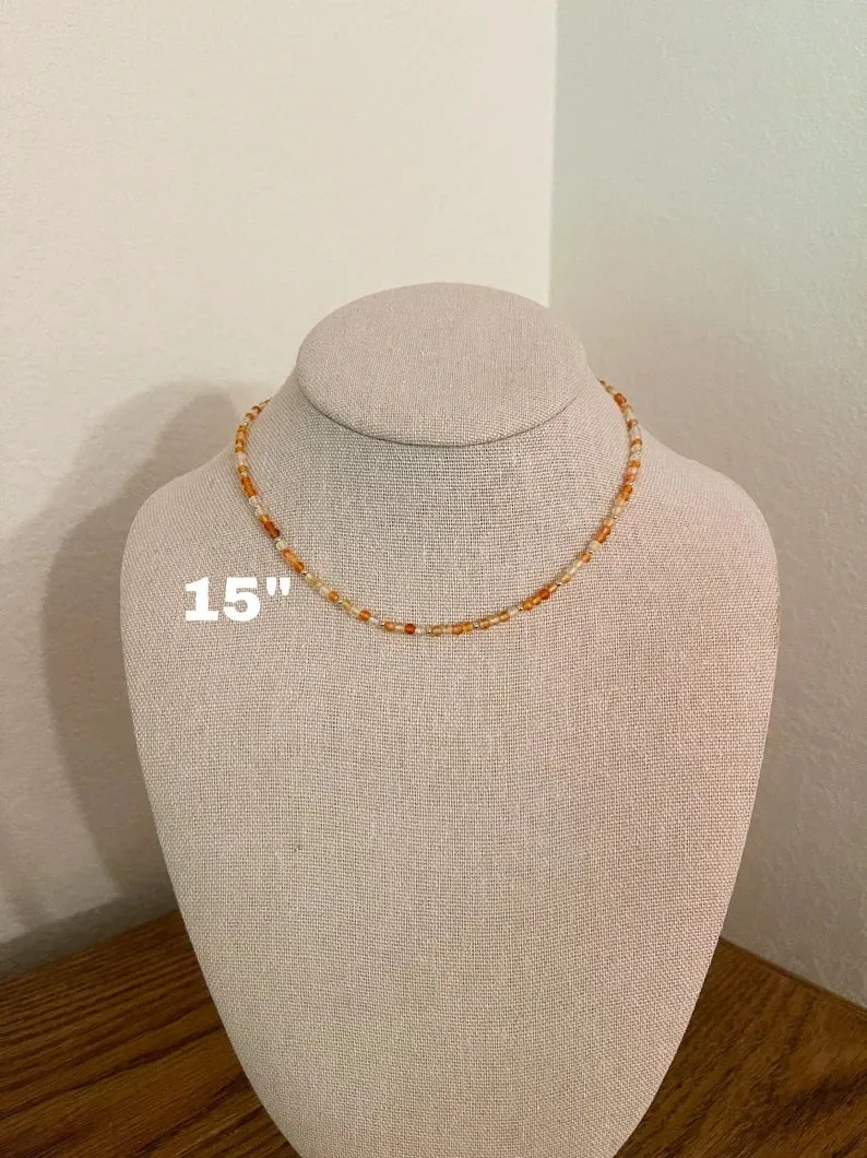 The Peony Carnelian Beaded Necklace