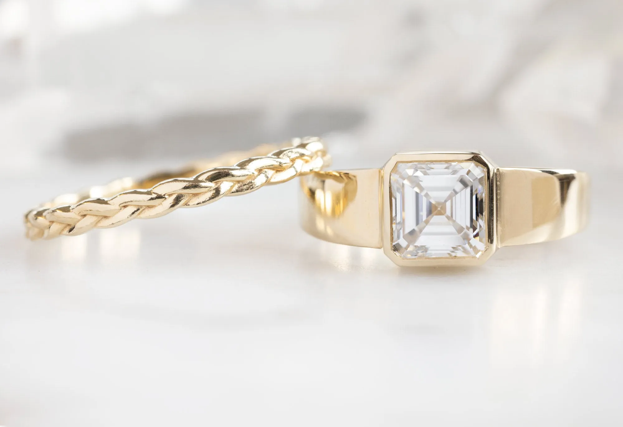 The Signet Ring with a 1.25ct Asscher-Cut Lab Grown Diamond