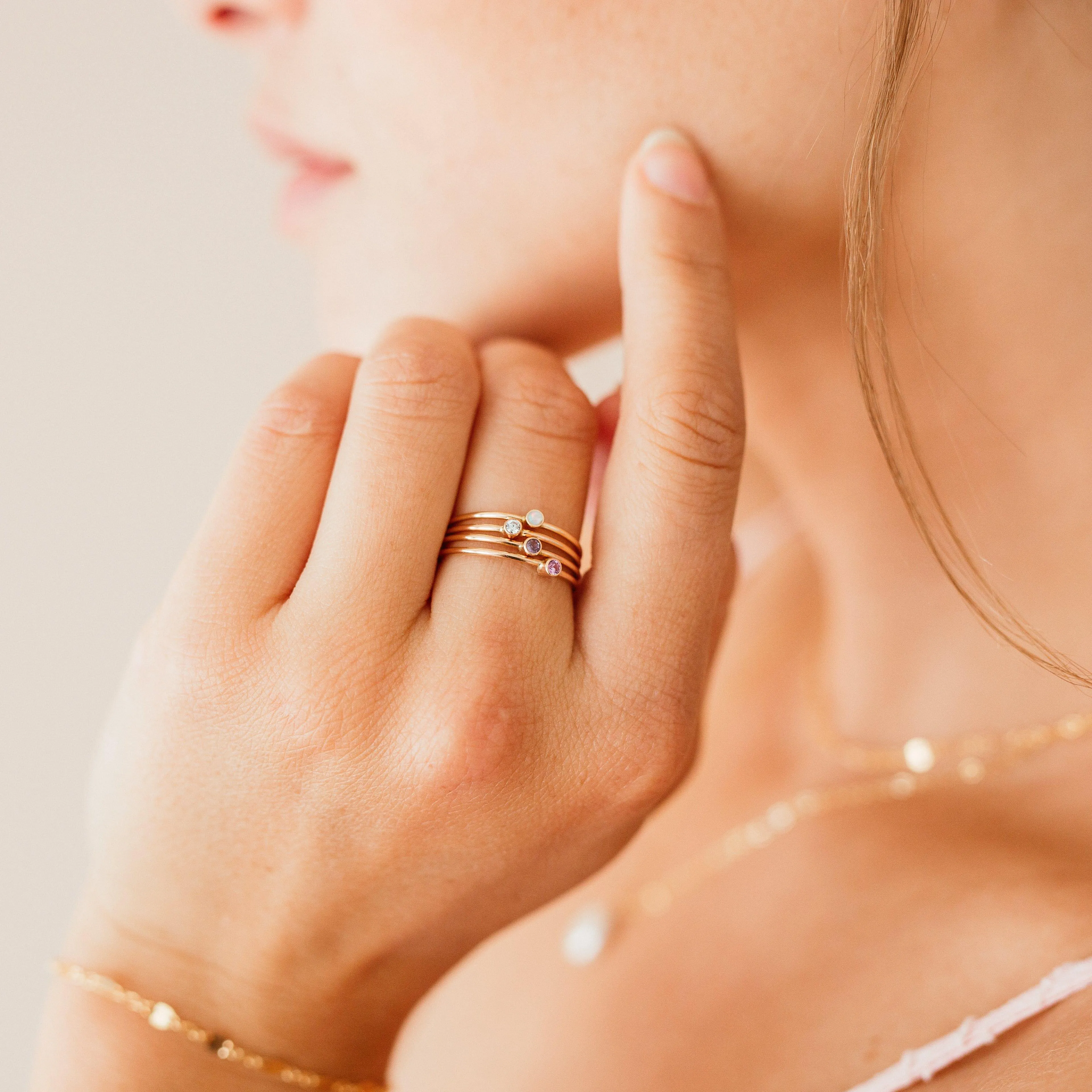 Tiny January Birthstone Ring ∙ Garnet