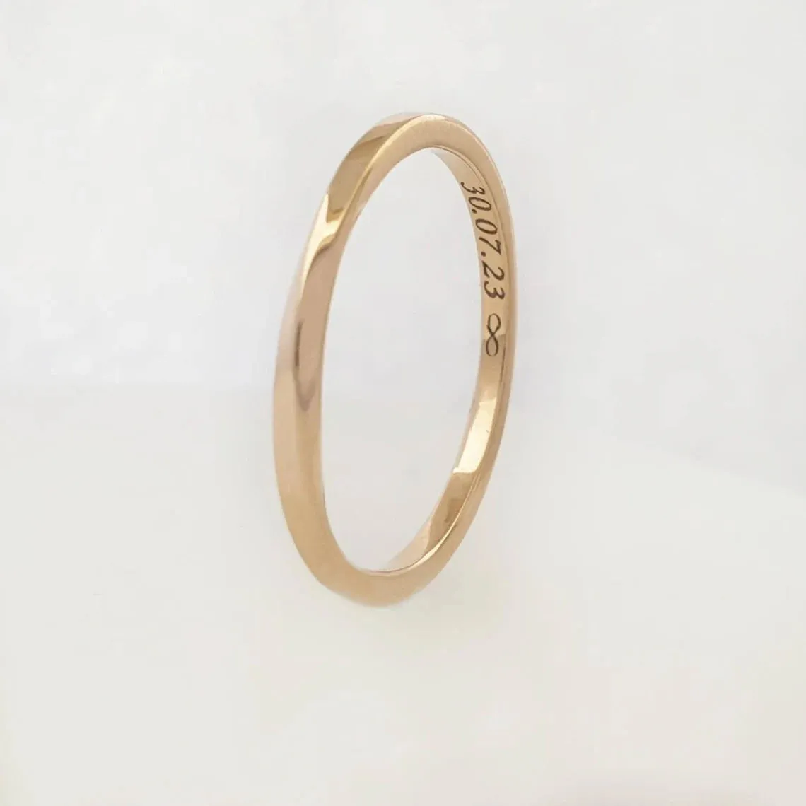 Tiny Mobius Ring With Engraved Date