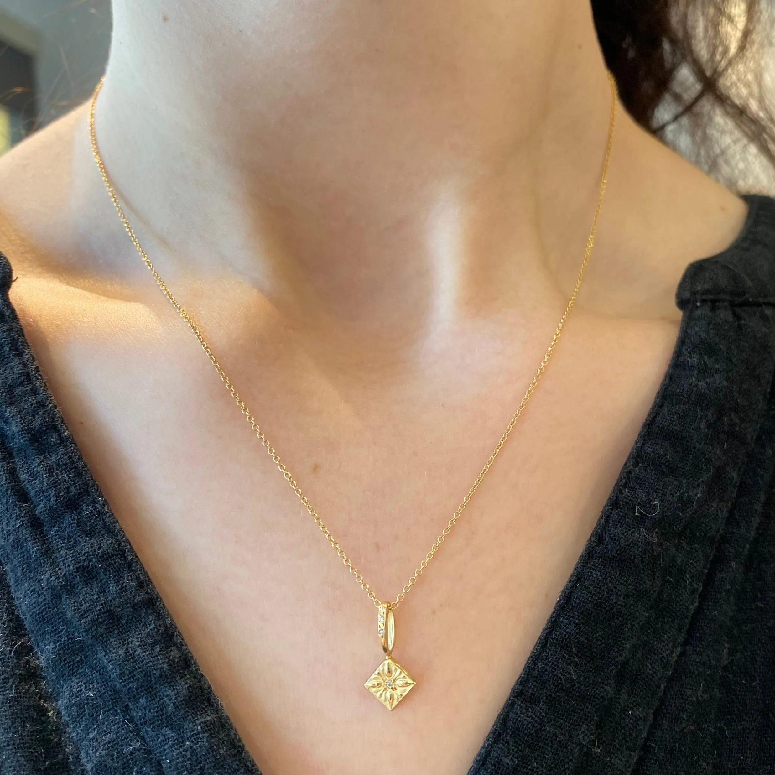 To Bless Gold Pendant Necklace with Diamond