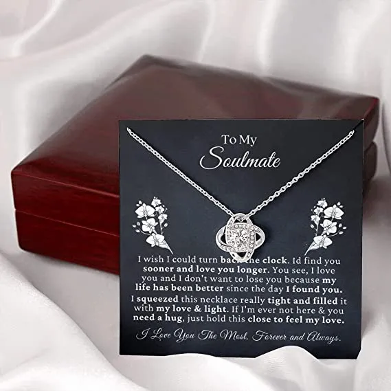 To My Beautiful Soulmate Necklace, Romantic Gifts For My Wife Girlfriend Love knot necklace