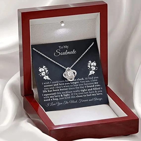 To My Beautiful Soulmate Necklace, Romantic Gifts For My Wife Girlfriend Love knot necklace