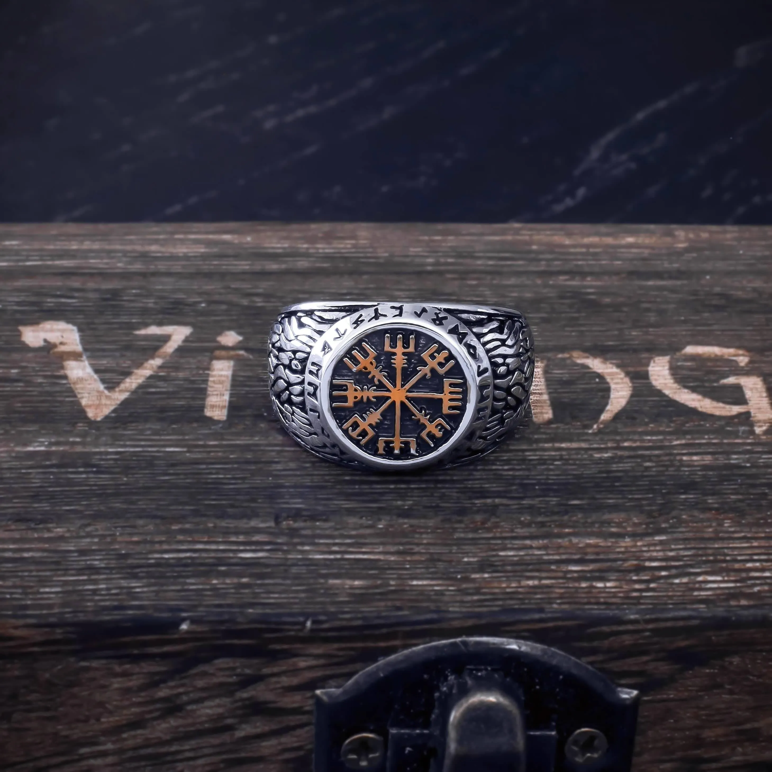 Vegvisir Runed Ring - Stainless Steel