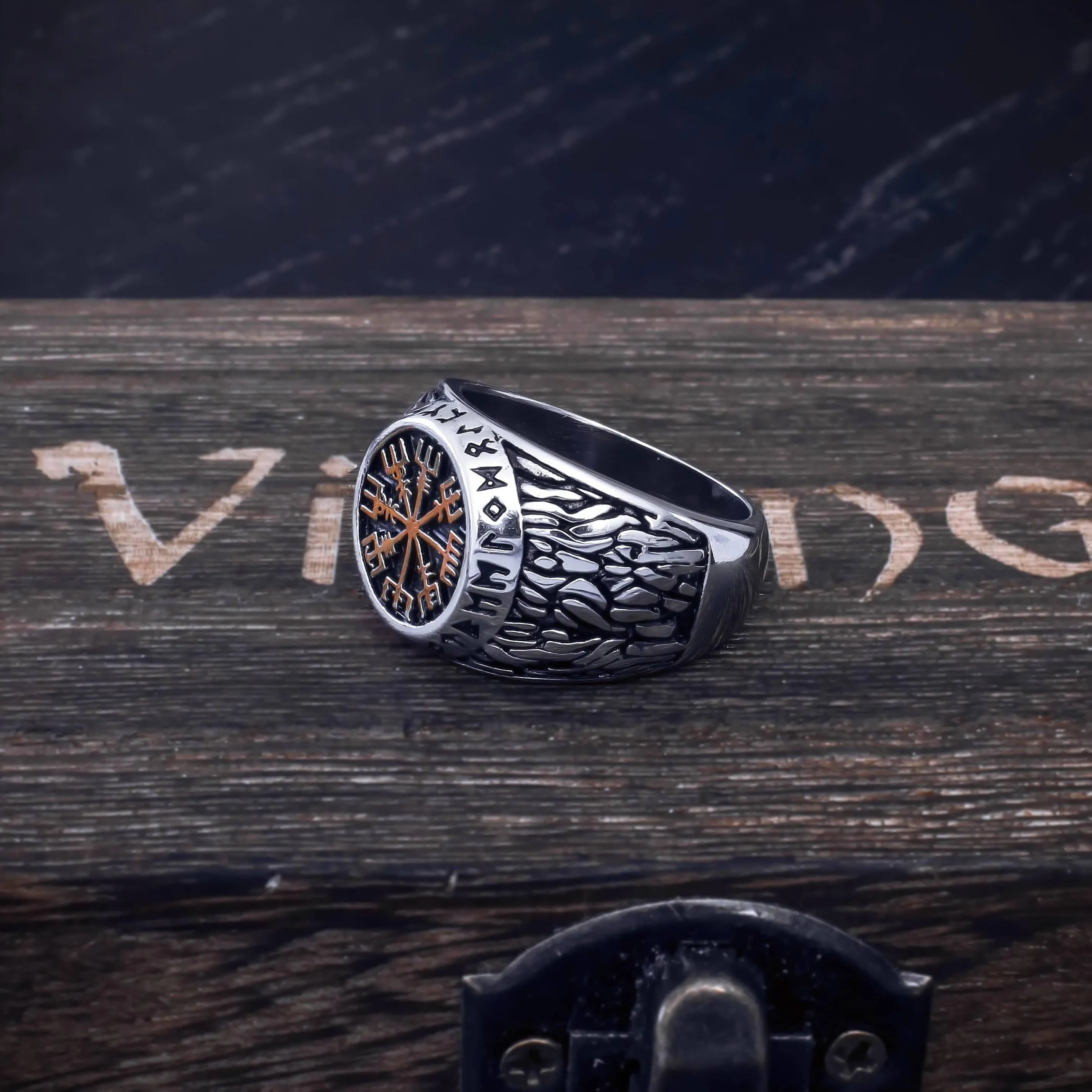 Vegvisir Runed Ring - Stainless Steel