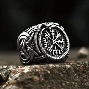 Vegvisir Serpent Ouroboros Ring - Stainless Steel