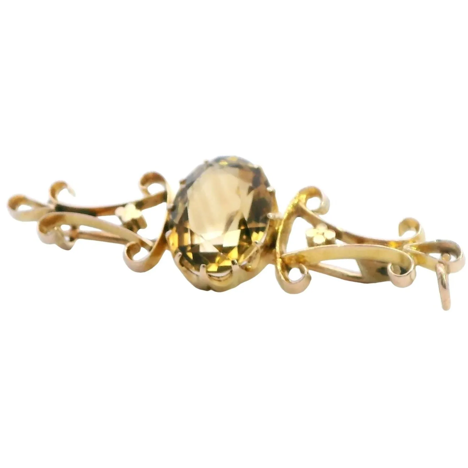 Vintage 9ct Yellow Gold Citrine Brooch: A Touch of Sunlight