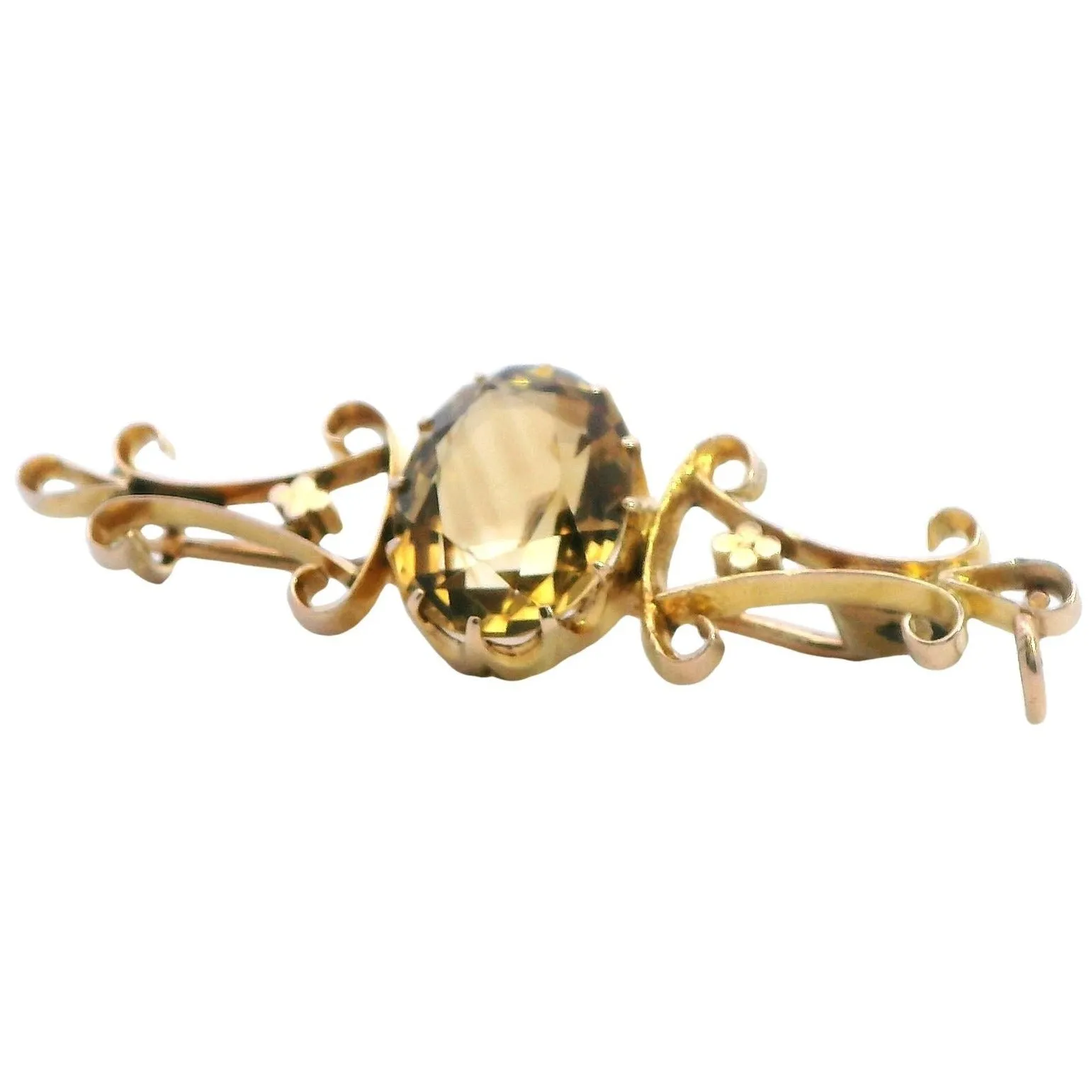 Vintage 9ct Yellow Gold Citrine Brooch: A Touch of Sunlight