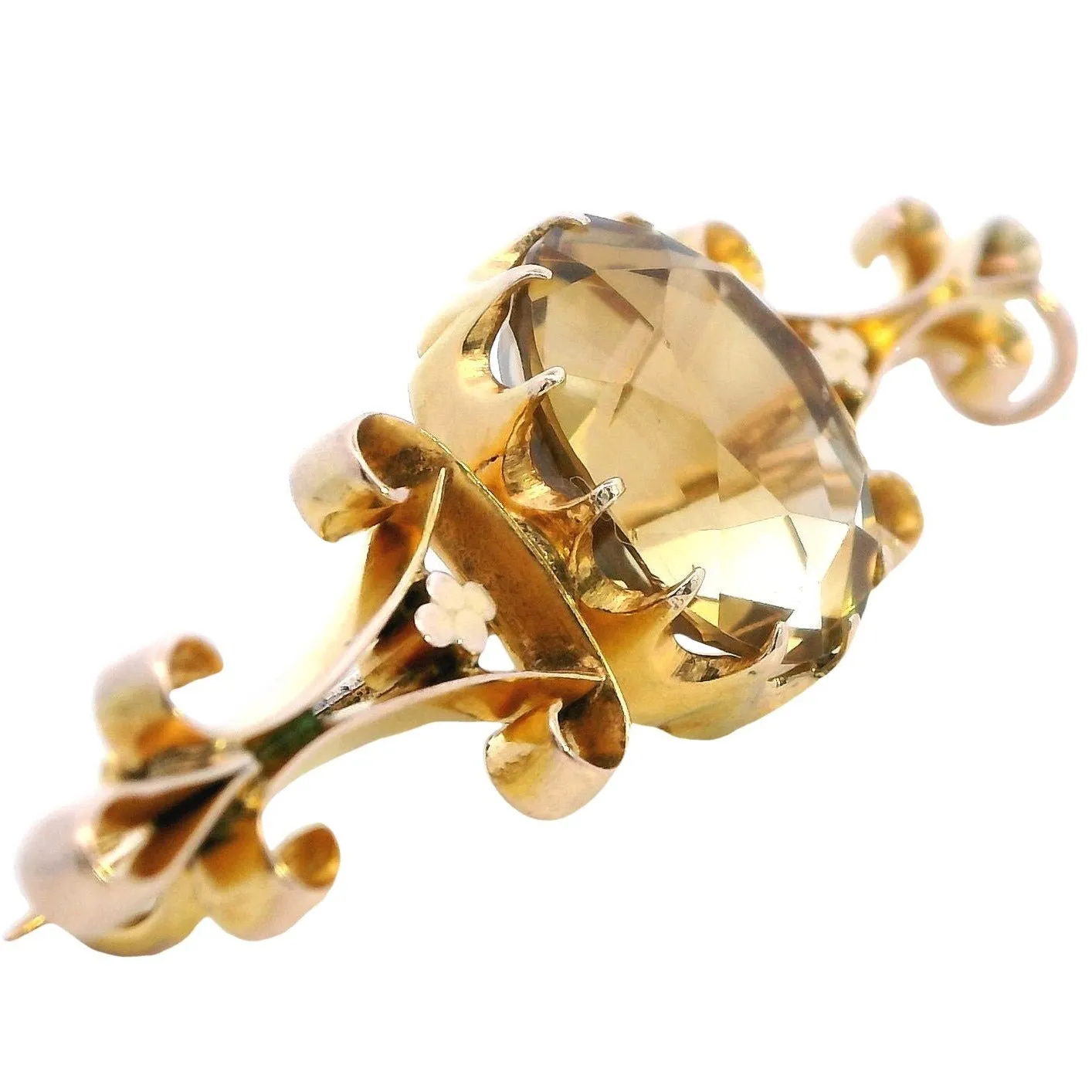 Vintage 9ct Yellow Gold Citrine Brooch: A Touch of Sunlight