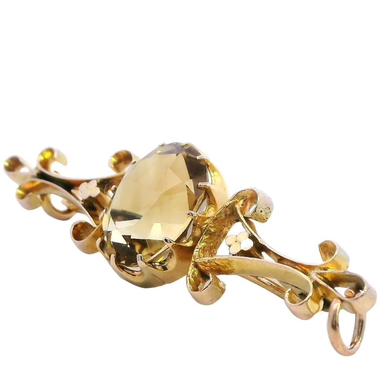 Vintage 9ct Yellow Gold Citrine Brooch: A Touch of Sunlight